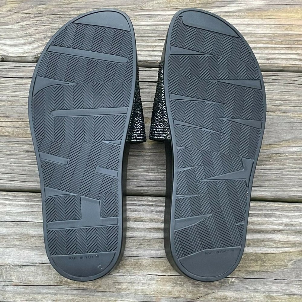 Jimmy Choo Slide Sandal Logo Crystal-Studded Rubber upper Flat Platform Italy 39 - Picture 2 of 12
